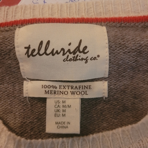 Telluride Clothing Co Merino Wool Striped Hem Sweater M - Picture 3 of 6